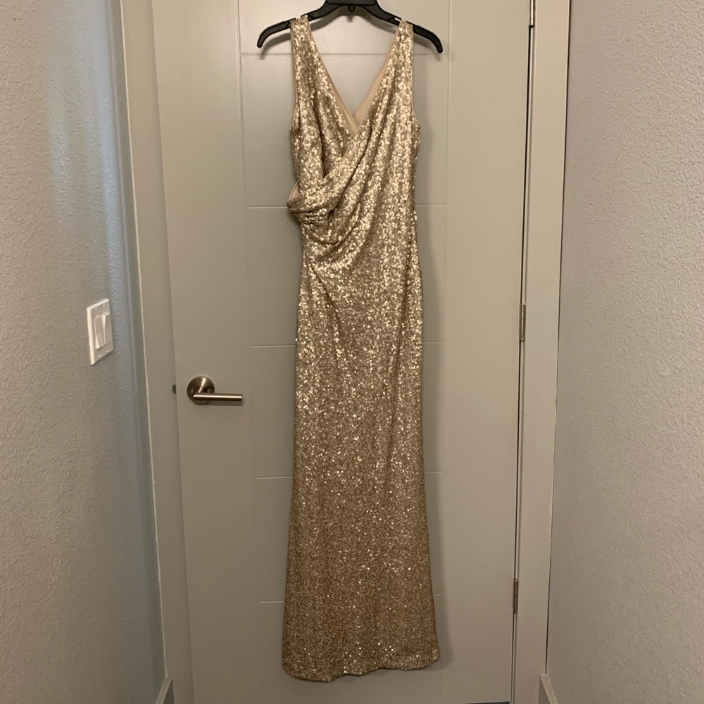 Gold sequin bridesmaids or party dress 4